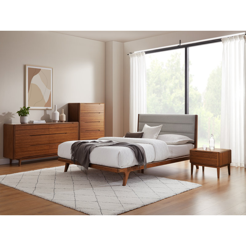 Corrigan Studio® Horey Solid Wood and Upholstered Platform Bed